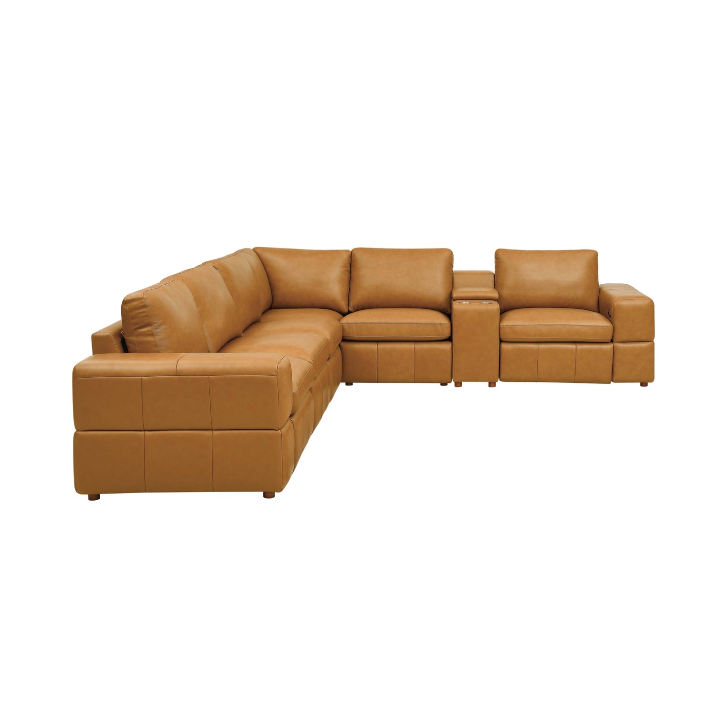 Sectional Sofa Modular Leather Match Ginger 6 Seat Reclining 131 In