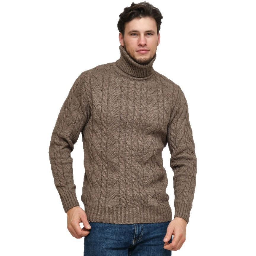 Mens Turtleneck Cable-Knit Sweater In Plus Sizes
