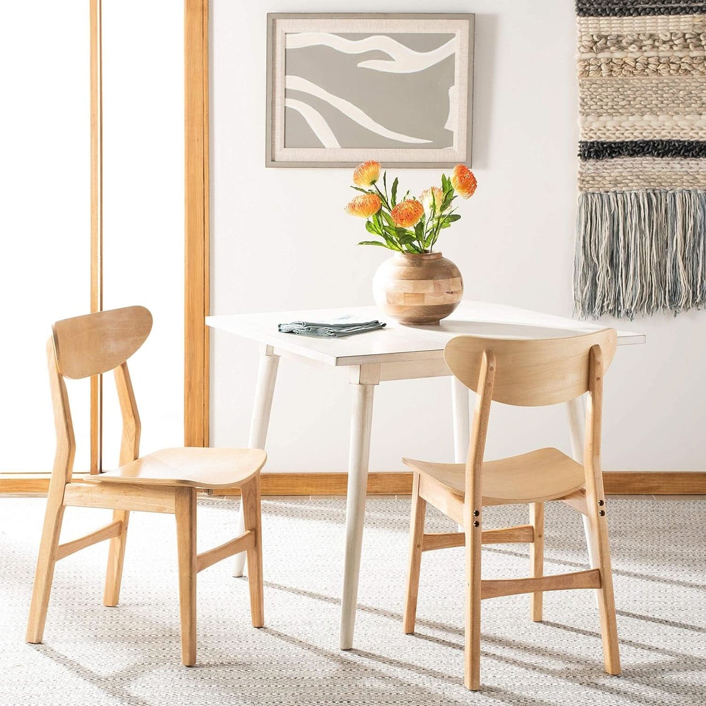 Dining Chairs Set Natural Wood Mid Century Retro 2 Chairs