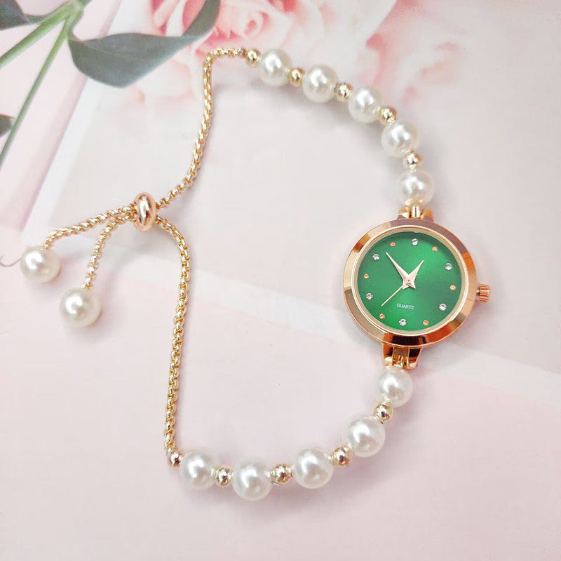 New Pearl Bracelet Watch Womens Quartz Watch