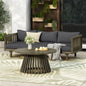 Outdoor Daybed Set Acacia Wood Gray 3 Seater Chaise
