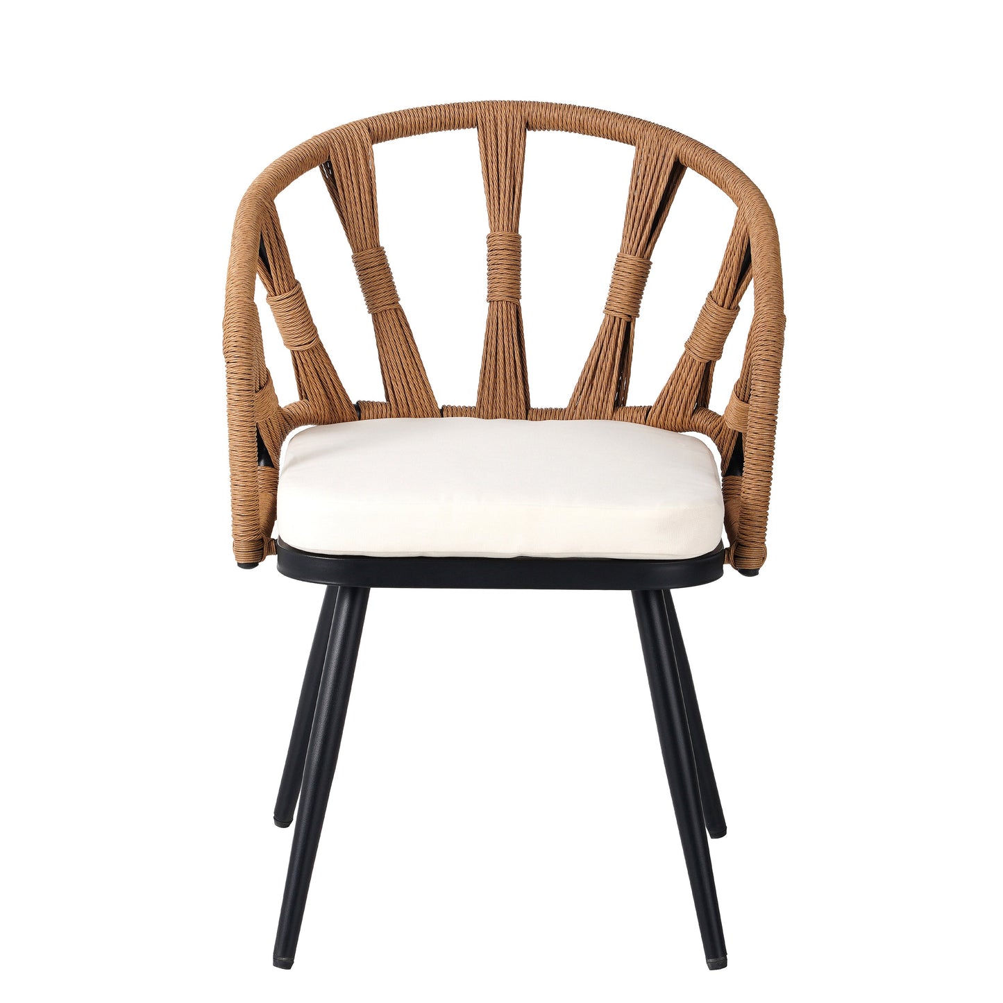 4-Seat Outdoor PE Rattan Dining Set Dark Yellow