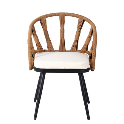 4-Seat Outdoor PE Rattan Dining Set Dark Yellow