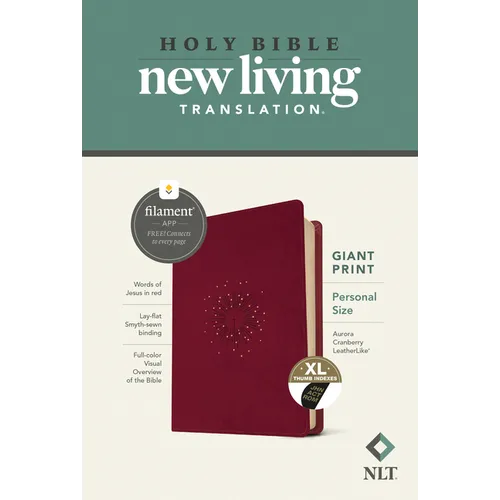 NLT Personal Size Giant Print Bible, Filament Enabled (Leatherlike, Aurora Cranberry, Indexed, Red Letter) - Imitation Leather