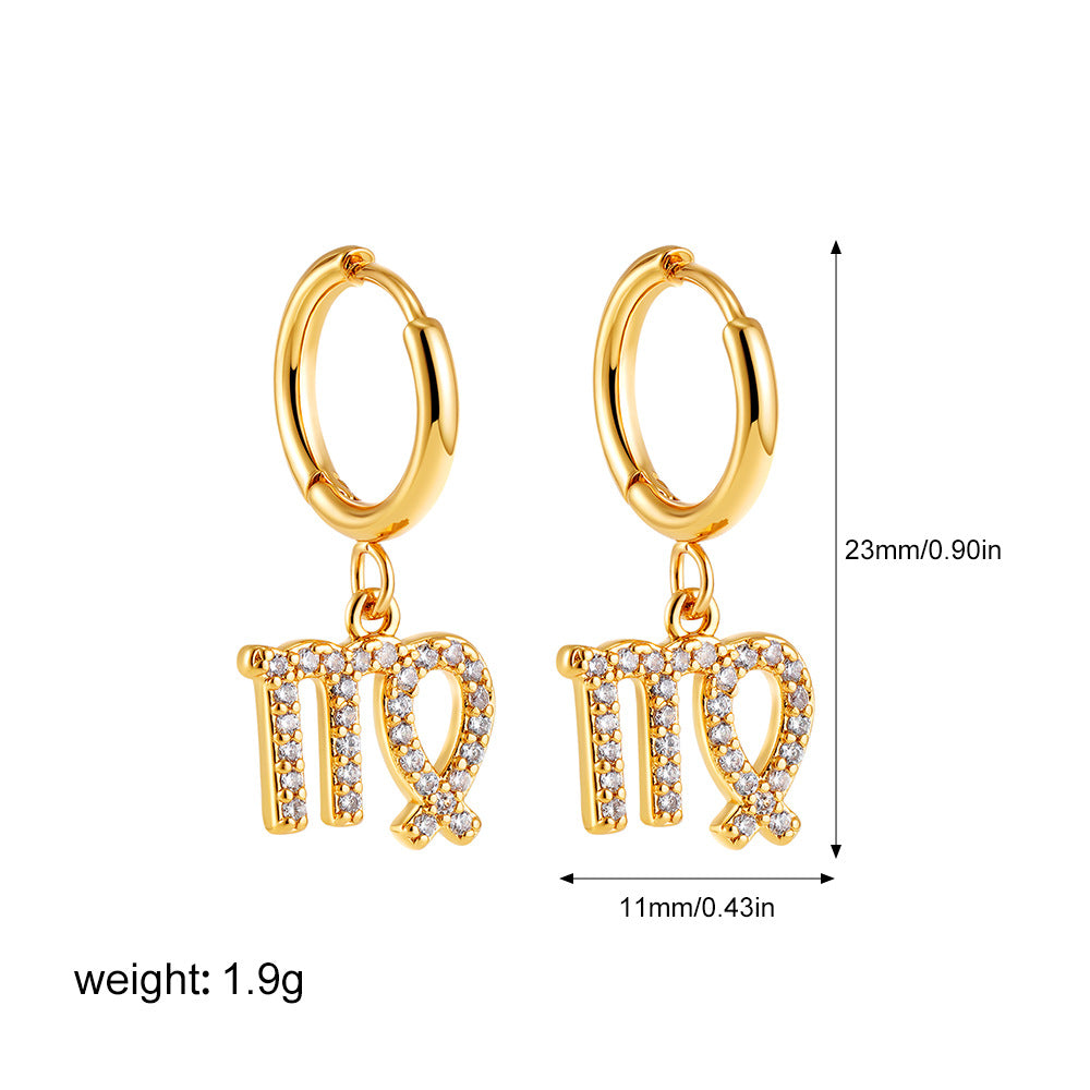 Zodiac Micro Paved Zircon Earrings