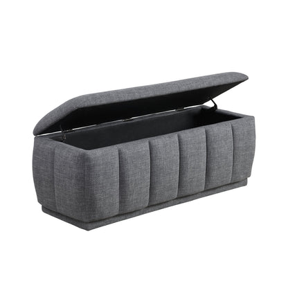 Storage Bench Modern Fabric Gray Plywood Frame No Assembly 47x18x18 In 300 LB