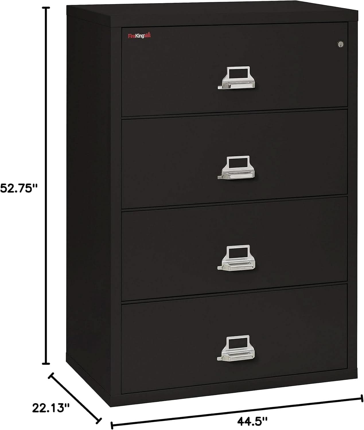 Lateral 4 Drawer Fire Safe File Cabinet With Key Lock Black