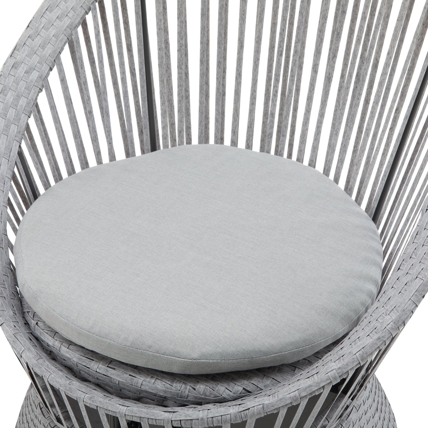 Modern Silver Grey Swivel Wicker Lounge Chair Set with PE Rattan and Iron
