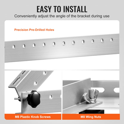 41" Solar Panel Mount Brackets 0-90 Degree Adjustable Tilt