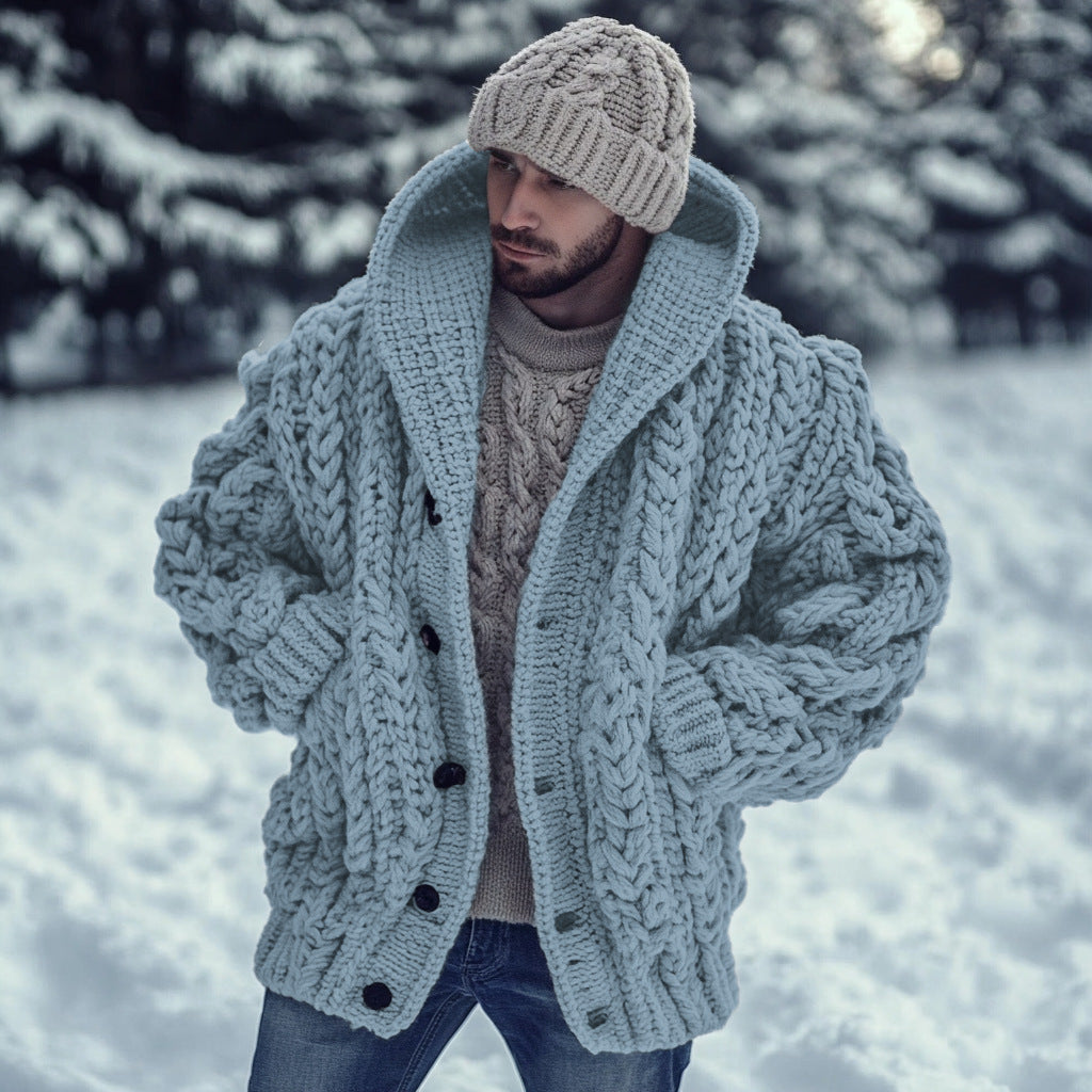 Cardigan Retro Laid-back, Hooded Knitted Cape Outerwear