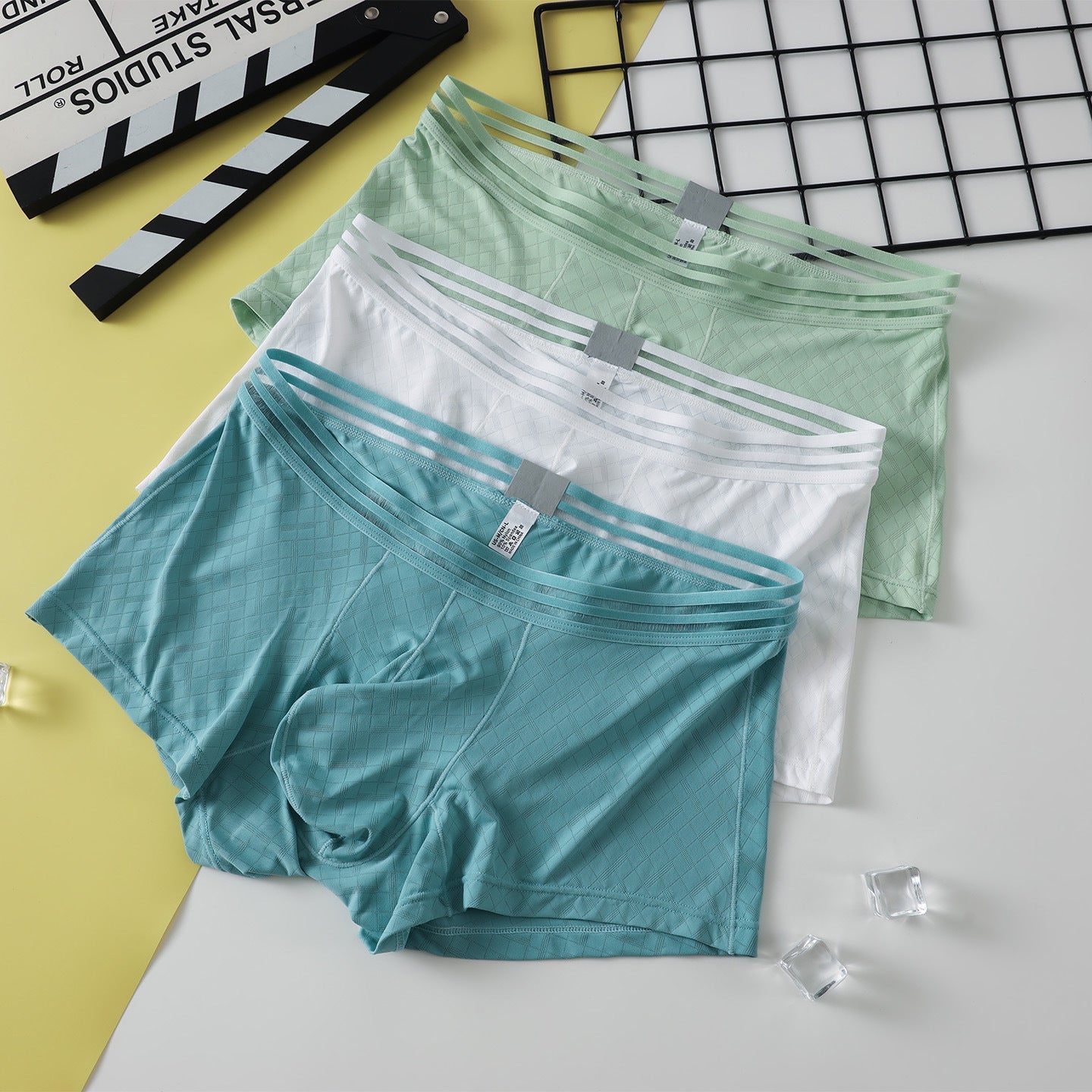 Mens Ice-silk Boxer Briefs Breathable And Cool-feel For Sports