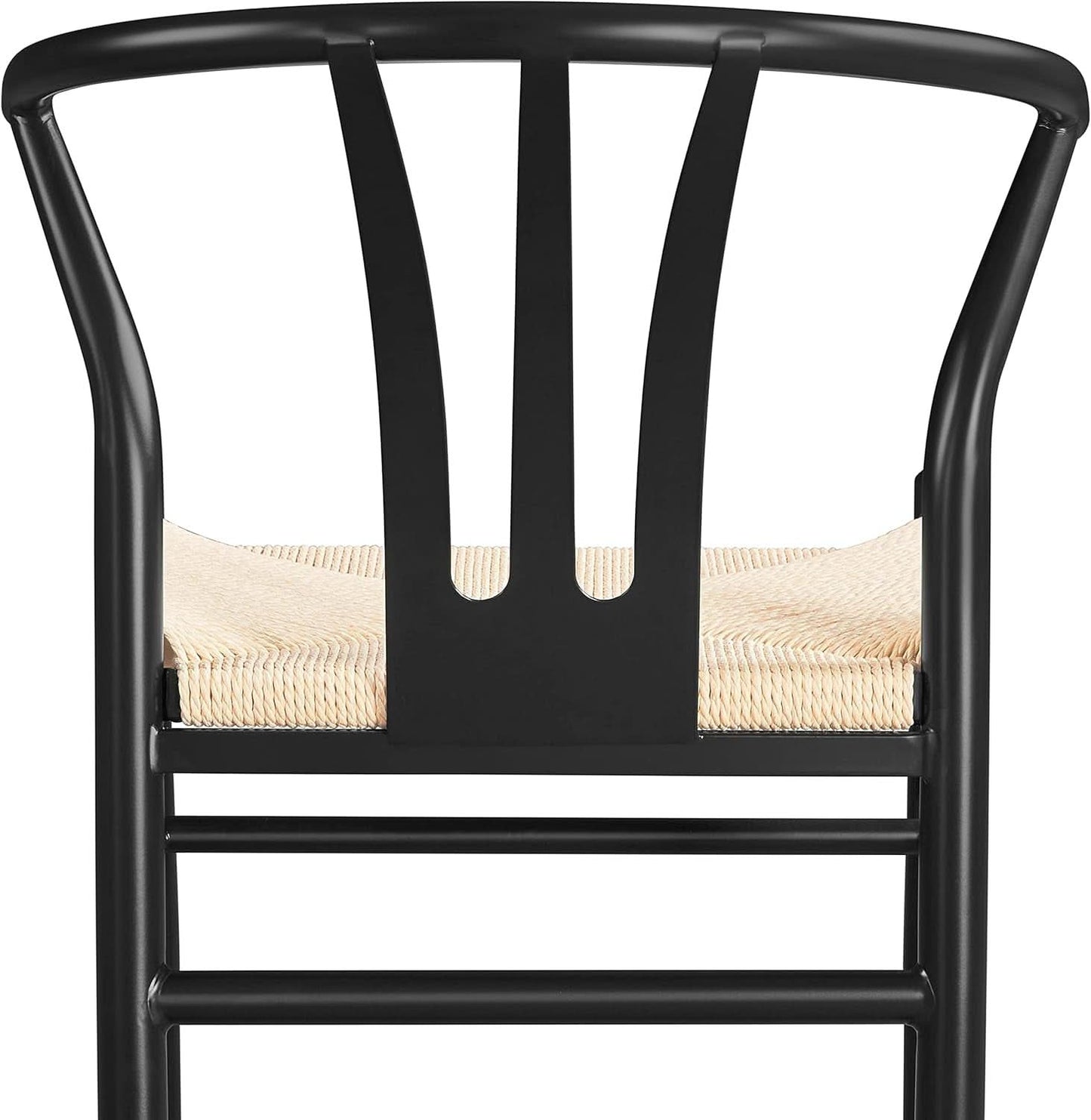 Black Rattan Weave Dining Chairs Set 2 Mid Century Modern