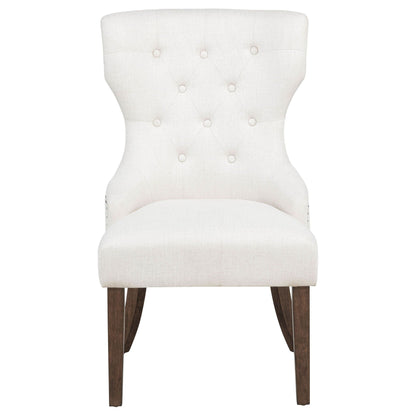 Baney Fabric Upholstered Dining Side Chair Cream and Dark Oak