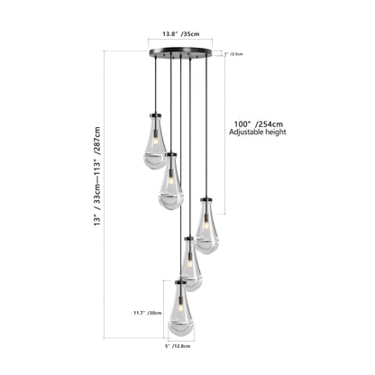 Chandelier 5-Light Cluster Pendant Black High Ceiling Adjustable E12