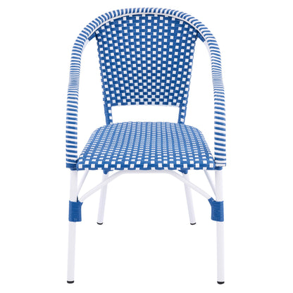 Outdoor Bistro Chairs Patio Dining Chairs Aluminum Frame PP Rattan Armchairs Set of 2