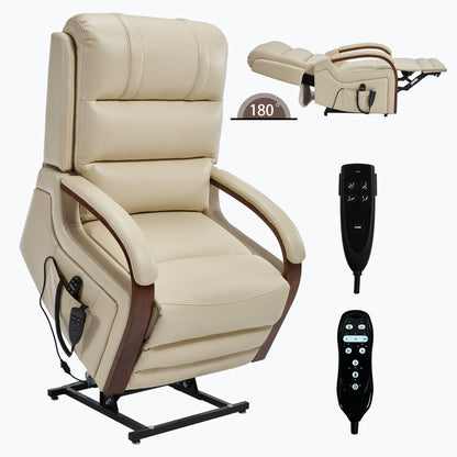 Lift Recliner Chair Power Chenille Beige Heat Massage 350lb