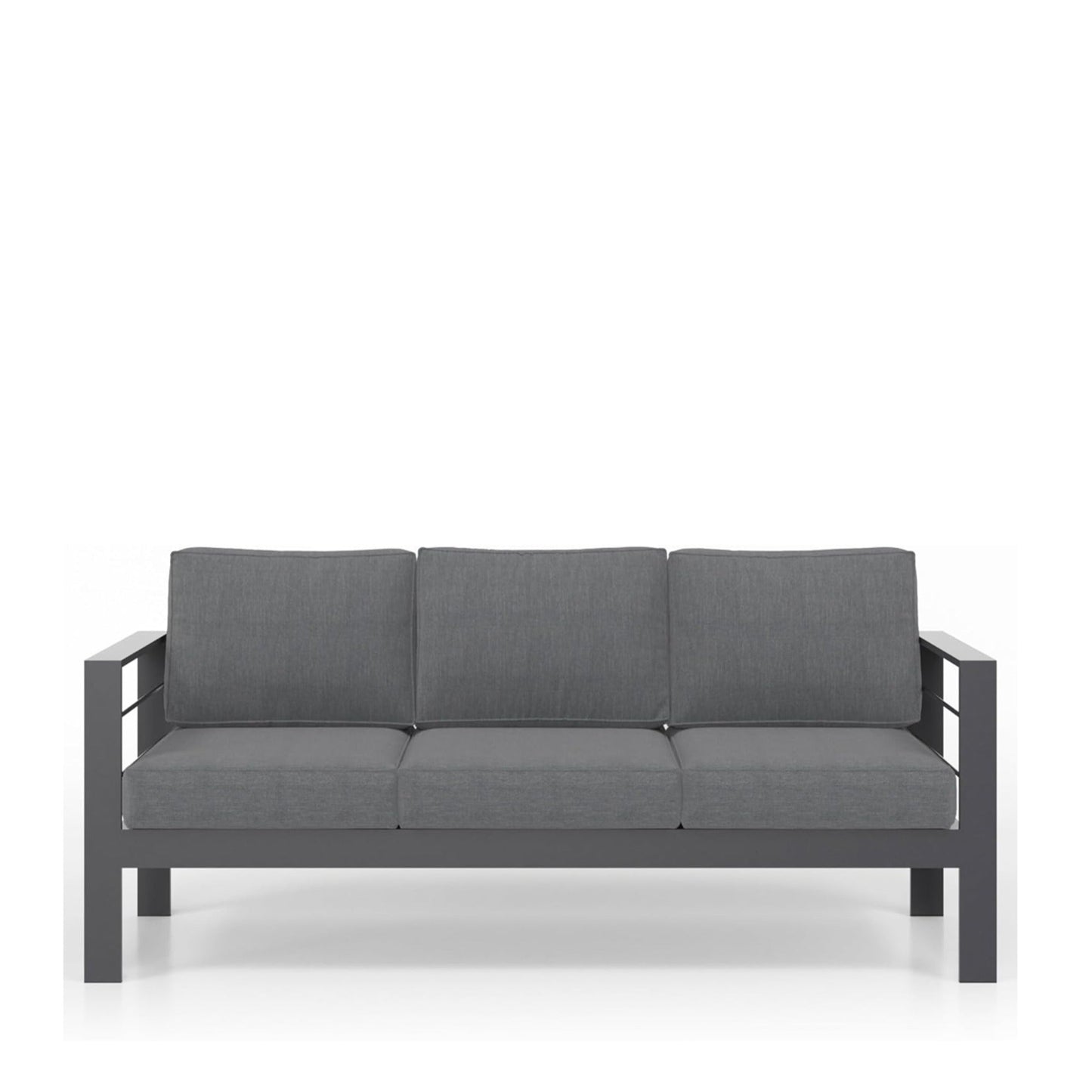 3-Seat Outdoor Aluminum Sofa 74" Dark Gray