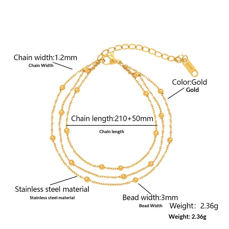 Fashionable And Minimalist Multi-layer Metal Bead Anklet