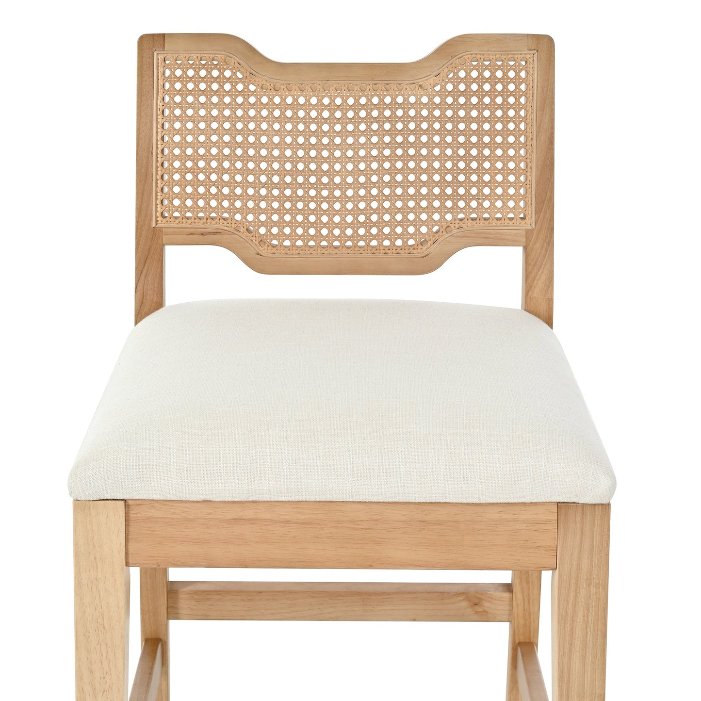28 in Farmhouse Barstools Set of 2, Upholstered Iron Counter Stools with Rattan Backrest