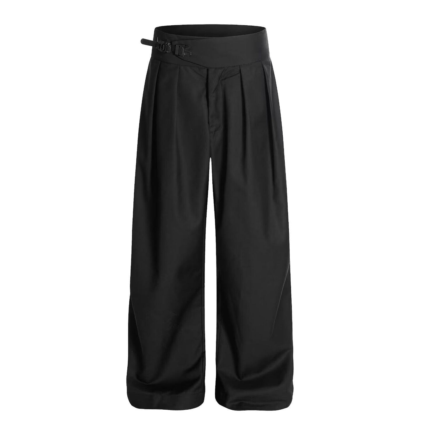 Minimalist-style Mens Tapered Trousers With Double Pleats And A Soft