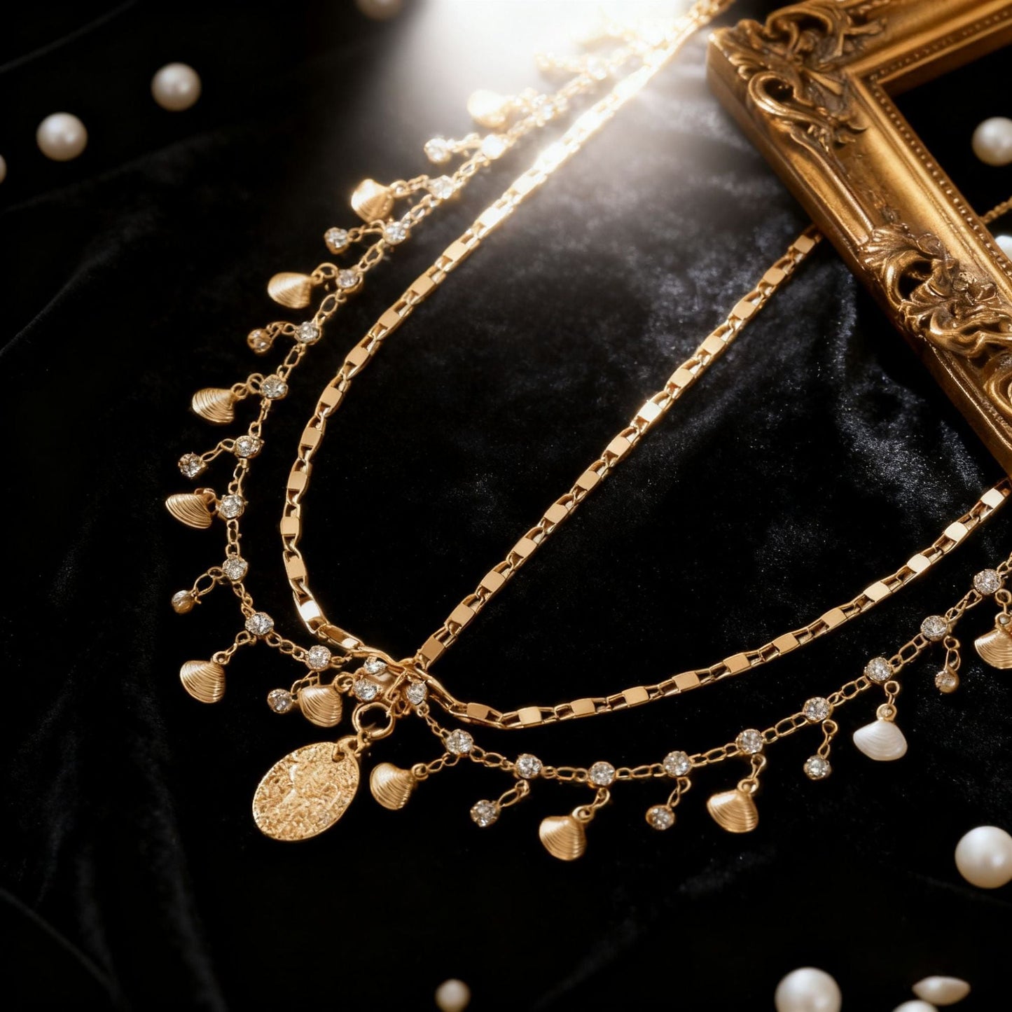 Metal Zircon Tassel Pendant Necklace Multi-layered Exotic Style
