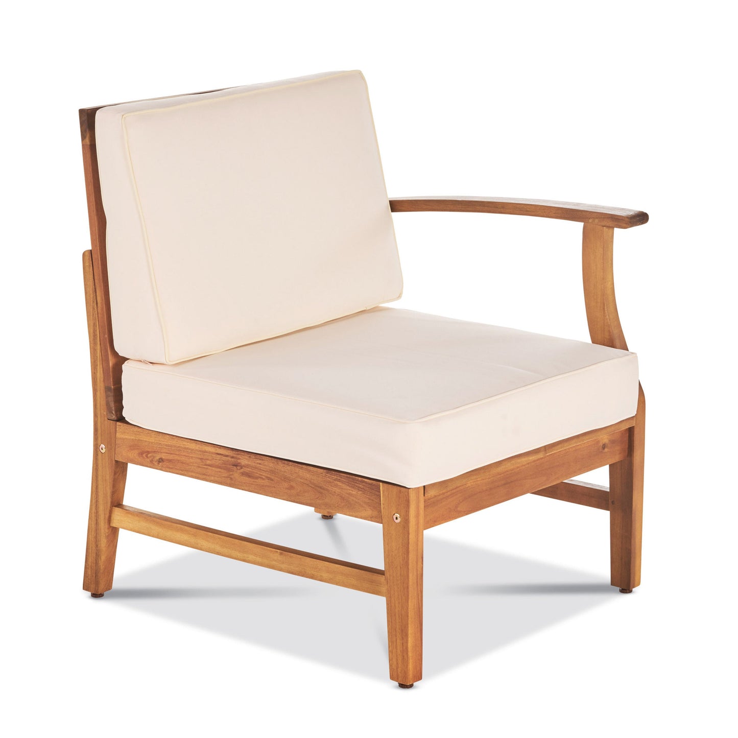 Outdoor Sectional Set Acacia Wood Cream 6 Piece Modular Seats 5