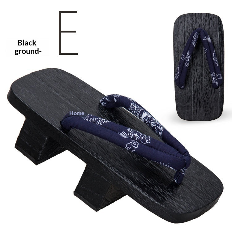 5.5cm-heeled Solid-wood Mens Flip-flops