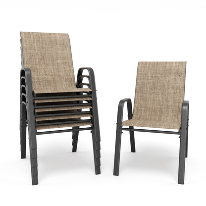 7-Piece Outdoor Patio Dining Set, 63' x 38' Rectangular Wood-Grain Metal Table