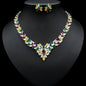 Fashion Ice Flower Earrings Zircon Necklace Set
