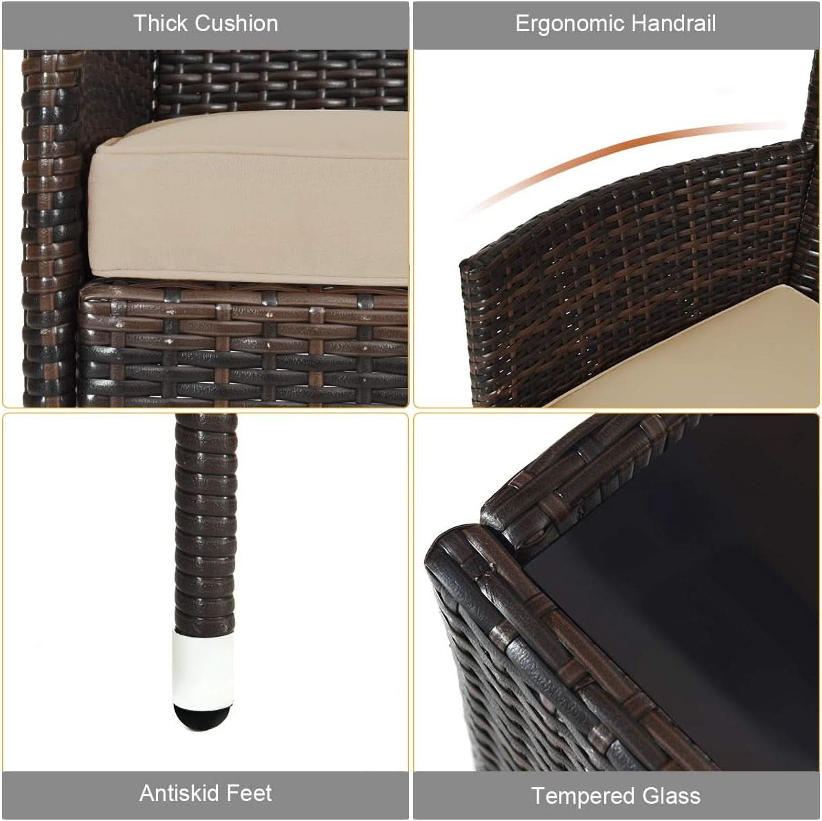 4-Piece Outdoor Rattan Conversation Set with Cushions