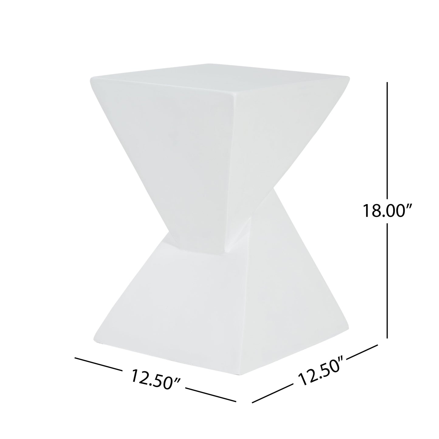 MGO X Design Side Table, White, Indoor Outdoor, 18 in H, 12.5 in Square Base