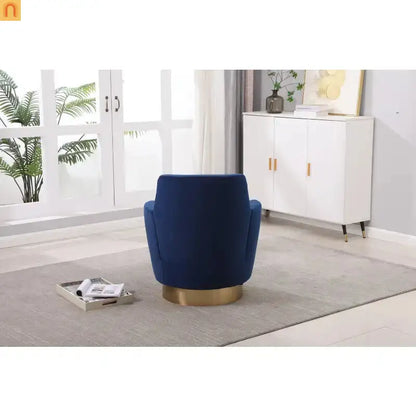 Accent Chair Barrel Swivel Velvet Navy 29in Pocket Spring 300 lb