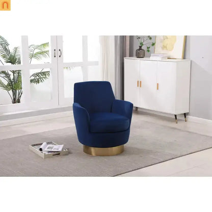 Accent Chair Barrel Swivel Velvet Navy 29in Pocket Spring 300 lb