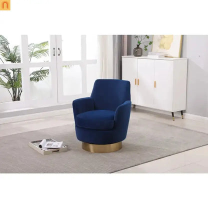 Accent Chair Barrel Swivel Velvet Navy 29in Pocket Spring 300 lb