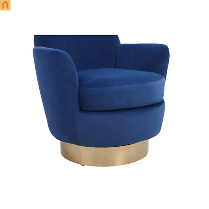 Accent Chair Barrel Swivel Velvet Navy 29in Pocket Spring 300 lb