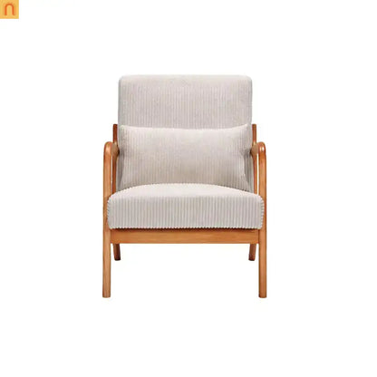 Accent Chair Mid Century Modern Polyester Beige Rubberwood 28.74in