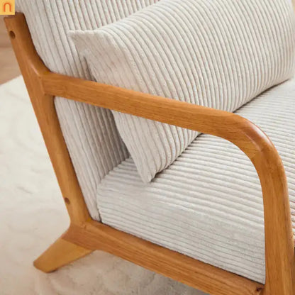 Accent Chair Mid Century Modern Polyester Beige Rubberwood 28.74in