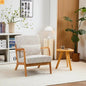 Accent Chair Mid Century Modern Polyester Beige Rubberwood 28.74in