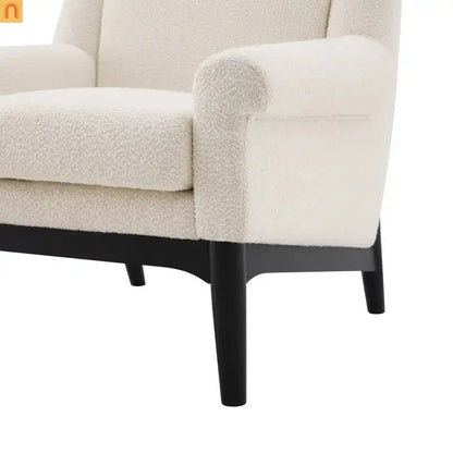 Accent Chair Mid Century Modern Boucle Beige Flared Arms 31in
