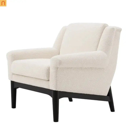 Accent Chair Mid Century Modern Boucle Beige Flared Arms 31in