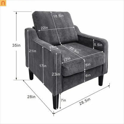 Accent Chair Mid-Century Linen Gray Pocket Spring 380 lb 30in