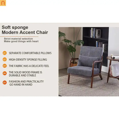 Accent Chair Mid-Century Dark Gray 28in