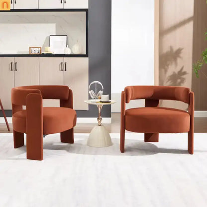 Accent Chair Mid-Century Velvet Orange Tapered Wood Legs 300 lb 31in