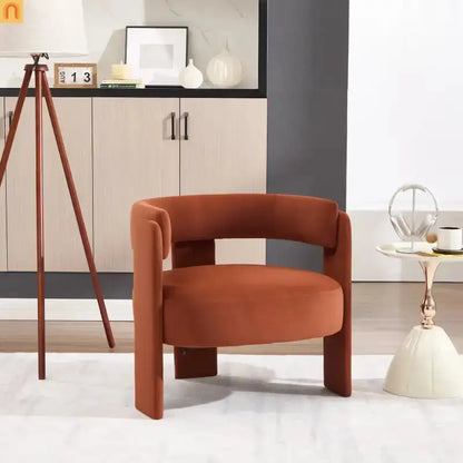 Accent Chair Mid-Century Velvet Orange Tapered Wood Legs 300 lb 31in