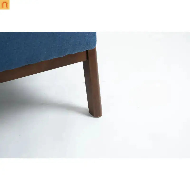 Mid-Century Accent Chair Cotton Linen Blue Wood Frame