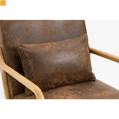 Accent Chair Mid-Century Fabric Brown Cotton Fill Wood Frame 250 lb