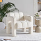 Accent Chair Modern Boucle Beige Solid Wood Frame 31in Wide