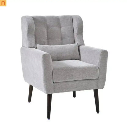 Accent Chair Modern Chenille Gray Rubberwood Waist Pillow 275 lb 28in
