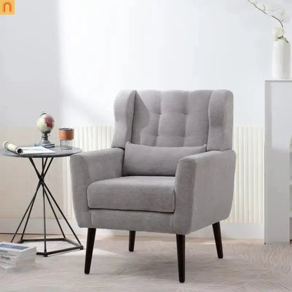 Accent Chair Modern Chenille Gray Rubberwood Waist Pillow 275 lb 28in