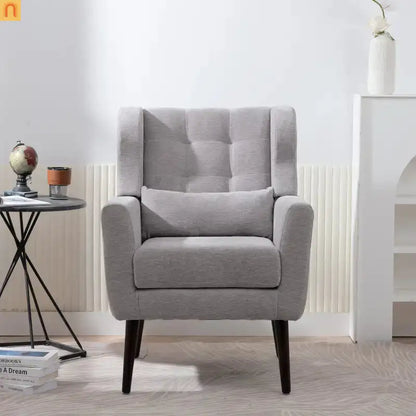 Accent Chair Modern Chenille Gray Rubberwood Waist Pillow 275 lb 28in